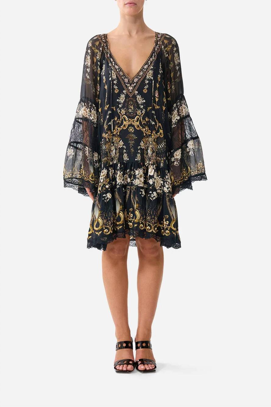 NEW CAMILLA gathered panel dress in flamenco folklore
